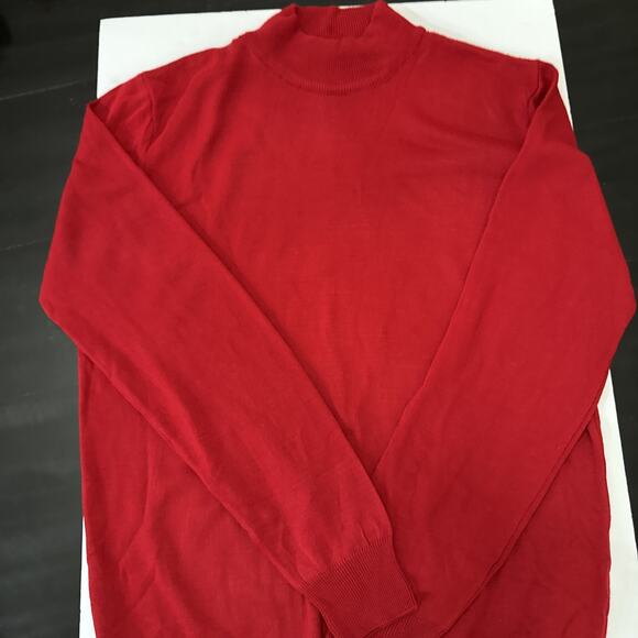 Tailored Recreation Premium Sweater Mens XL Red Wool Blend Mock Neck Fitted EUC - Picture 4 of 6
